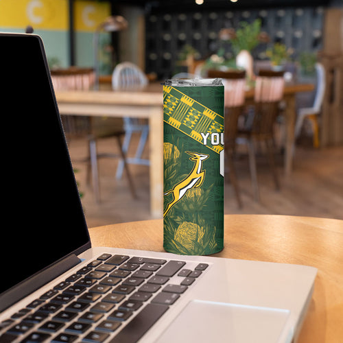 Custom Rugby New Zealand South Africa Skinny Tumbler Maori Tiki Springboks Together