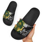 Custom Rugby New Zealand South Africa Slide Sandals Maori Tiki Springboks Together