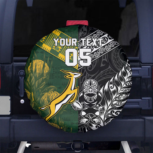 Custom Rugby New Zealand South Africa Spare Tire Cover Maori Tiki Springboks Together