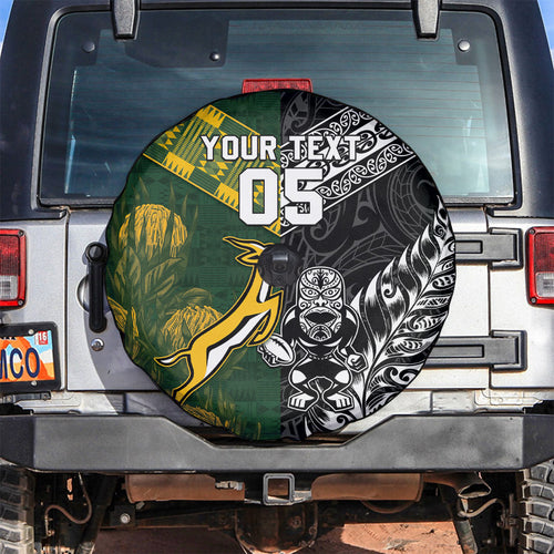 Custom Rugby New Zealand South Africa Spare Tire Cover Maori Tiki Springboks Together