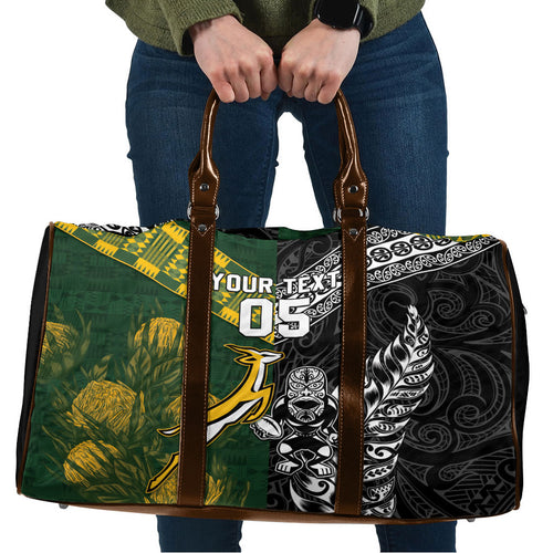 Custom Rugby New Zealand South Africa Travel Bag Maori Tiki Springboks Together