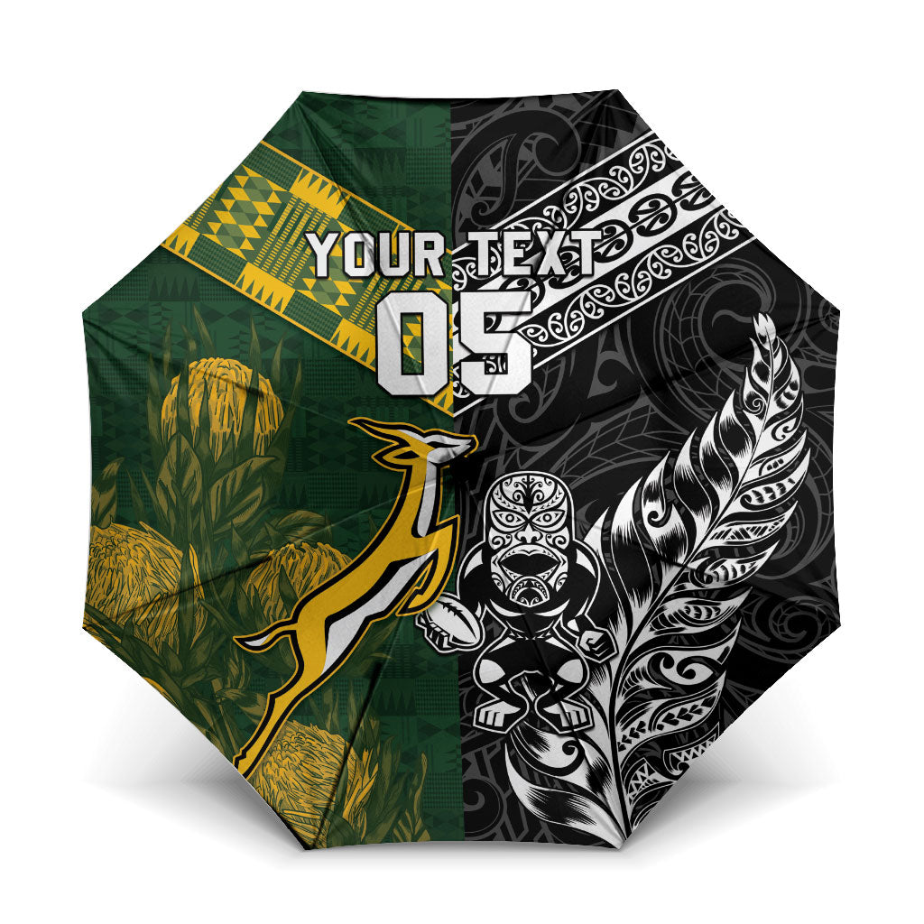 Custom Rugby New Zealand South Africa Umbrella Maori Tiki Springboks Together