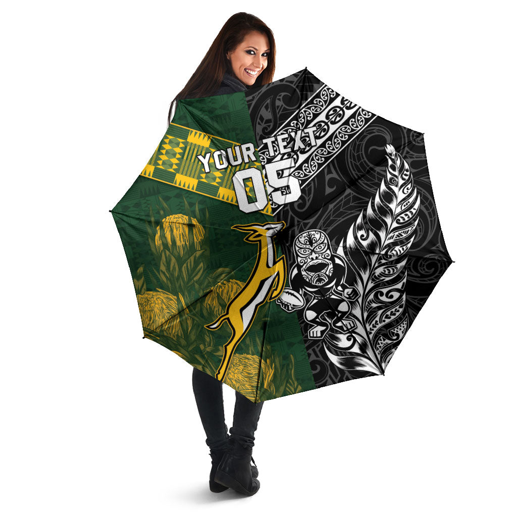 Custom Rugby New Zealand South Africa Umbrella Maori Tiki Springboks Together