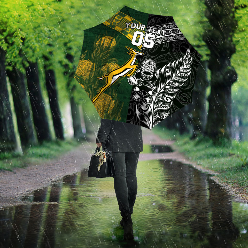 Custom Rugby New Zealand South Africa Umbrella Maori Tiki Springboks Together