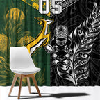 Custom Rugby New Zealand South Africa Window Curtain Maori Tiki Springboks Together