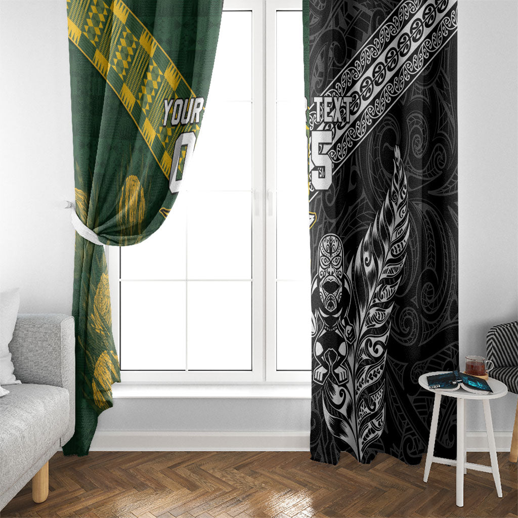 Custom Rugby New Zealand South Africa Window Curtain Maori Tiki Springboks Together
