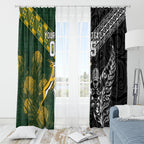 Custom Rugby New Zealand South Africa Window Curtain Maori Tiki Springboks Together