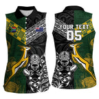 Custom Rugby New Zealand South Africa Women Sleeveless Polo Shirt Maori Tiki Springboks Together