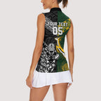 Custom Rugby New Zealand South Africa Women Sleeveless Polo Shirt Maori Tiki Springboks Together