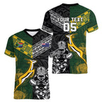 Custom Rugby New Zealand South Africa Women V-Neck T-Shirt Maori Tiki Springboks Together