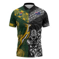 Custom Rugby New Zealand South Africa Zipper Polo Shirt Maori Tiki Springboks Together