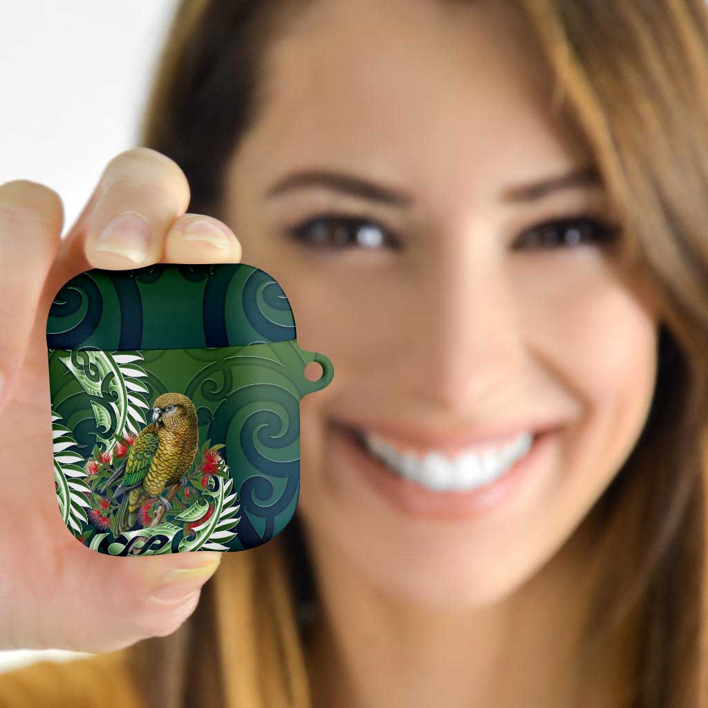 New Zealand Kea Bird AirPods Case With Maori Koru Fern - Aussie Hoodie