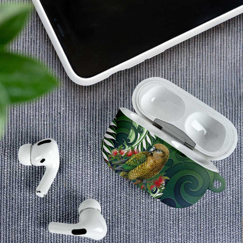 New Zealand Kea Bird AirPods Case With Maori Koru Fern - Aussie Hoodie