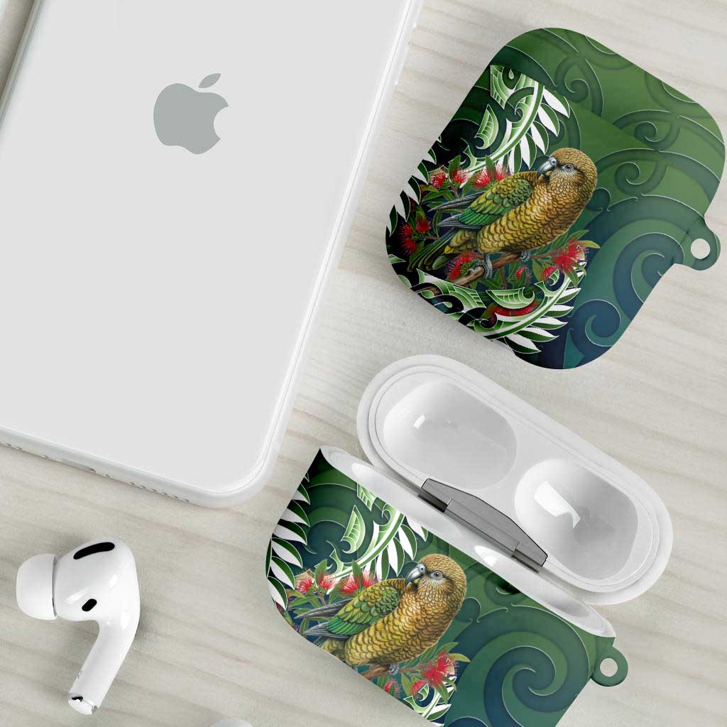 New Zealand Kea Bird AirPods Case With Maori Koru Fern - Aussie Hoodie