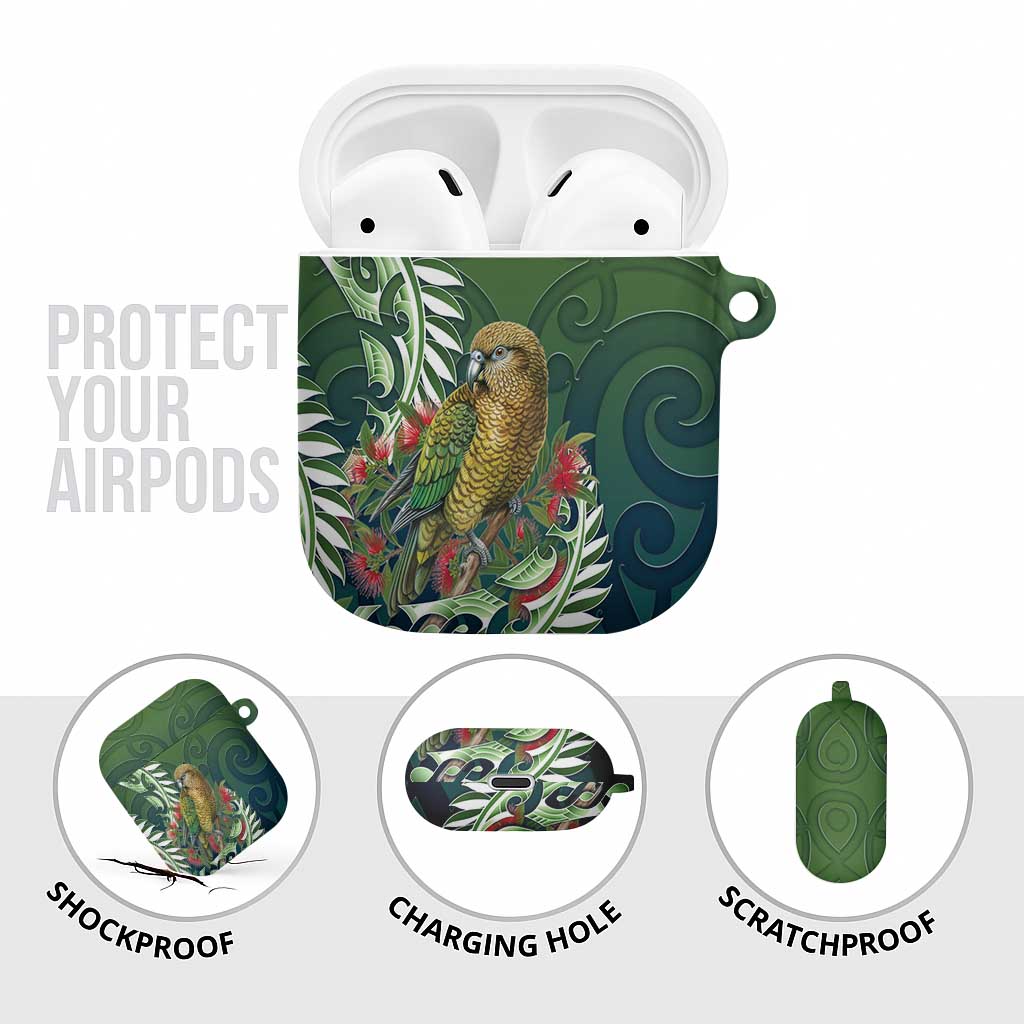 New Zealand Kea Bird AirPods Case With Maori Koru Fern - Aussie Hoodie