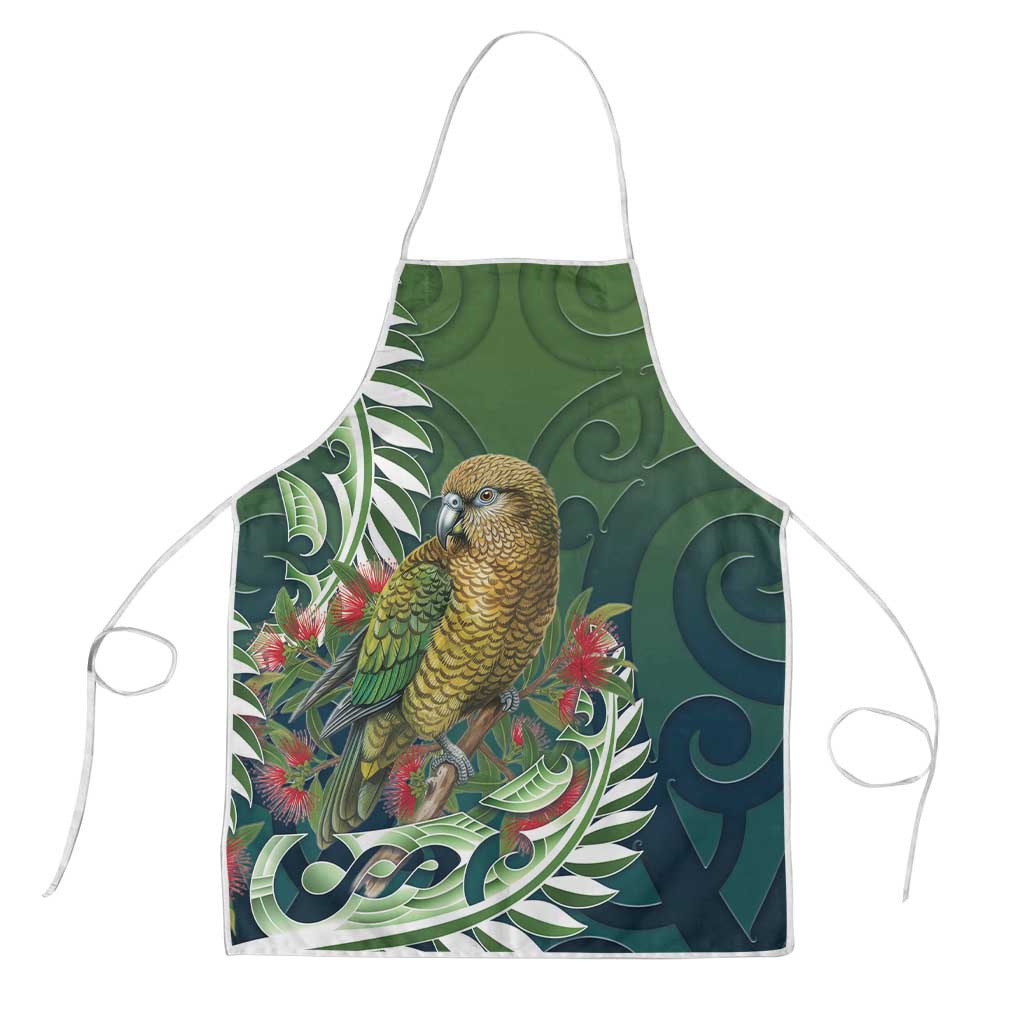 New Zealand Kea Bird Apron With Maori Koru Fern - Aussie Hoodie