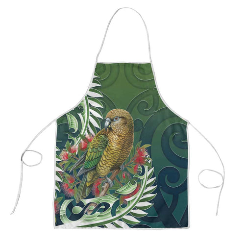 New Zealand Kea Bird Apron With Maori Koru Fern - Aussie Hoodie