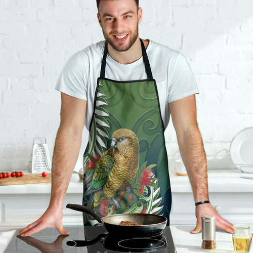 New Zealand Kea Bird Apron With Maori Koru Fern - Aussie Hoodie