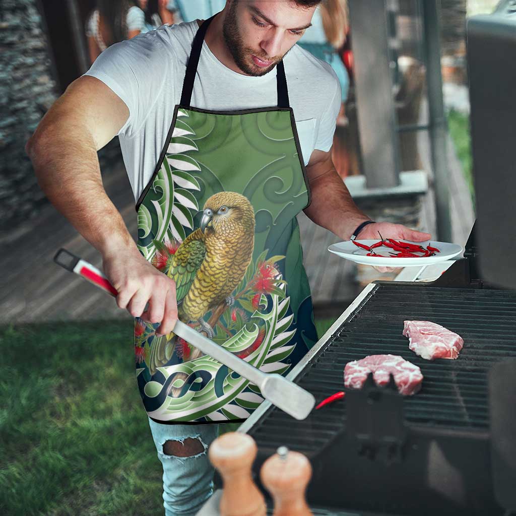 New Zealand Kea Bird Apron With Maori Koru Fern - Aussie Hoodie