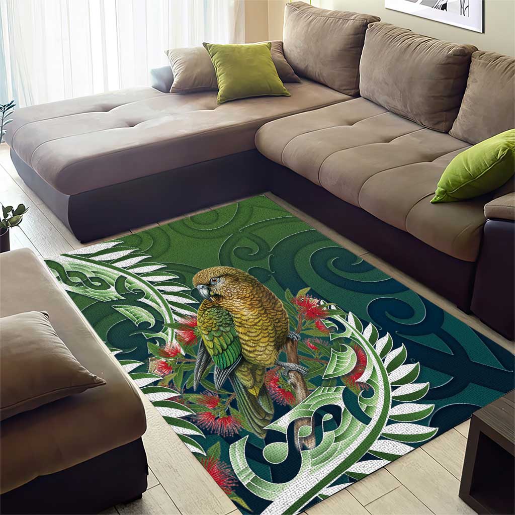 New Zealand Kea Bird Area Rug With Maori Koru Fern - Aussie Hoodie