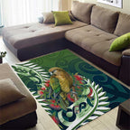 New Zealand Kea Bird Area Rug With Maori Koru Fern - Aussie Hoodie