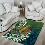New Zealand Kea Bird Area Rug With Maori Koru Fern - Aussie Hoodie