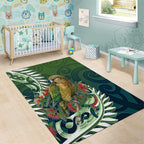 New Zealand Kea Bird Area Rug With Maori Koru Fern - Aussie Hoodie