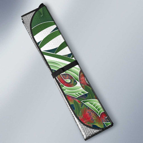 New Zealand Kea Bird Auto Sun Shade With Maori Koru Fern - Aussie Hoodie