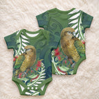 New Zealand Kea Bird Baby Onesie With Maori Koru Fern