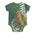 New Zealand Kea Bird Baby Onesie With Maori Koru Fern