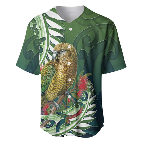 New Zealand Kea Bird Baseball Jersey With Maori Koru Fern - Aussie Hoodie