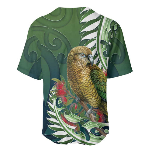 New Zealand Kea Bird Baseball Jersey With Maori Koru Fern - Aussie Hoodie