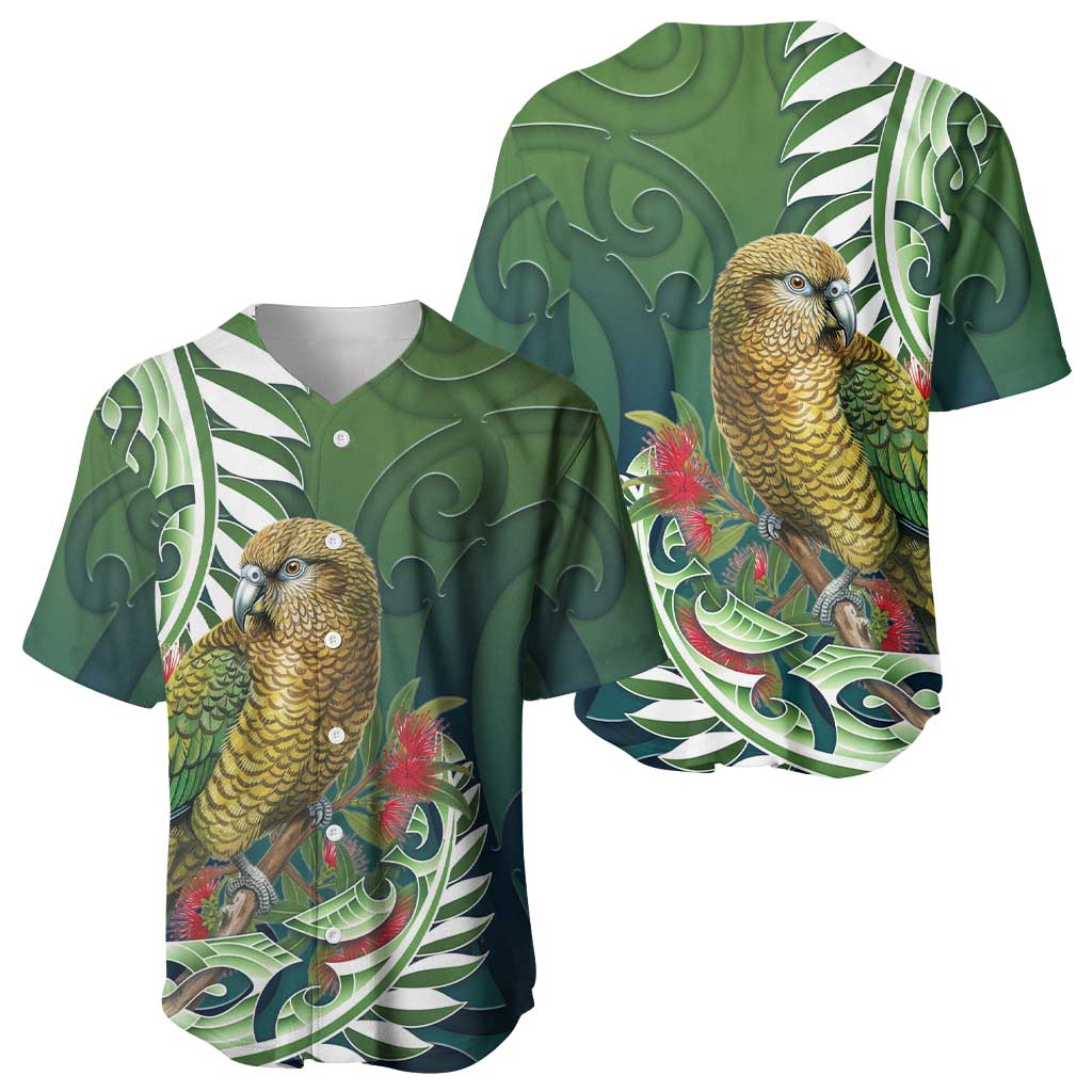 New Zealand Kea Bird Baseball Jersey With Maori Koru Fern - Aussie Hoodie