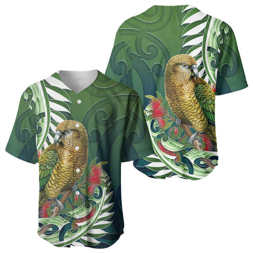 New Zealand Kea Bird Baseball Jersey With Maori Koru Fern - Aussie Hoodie