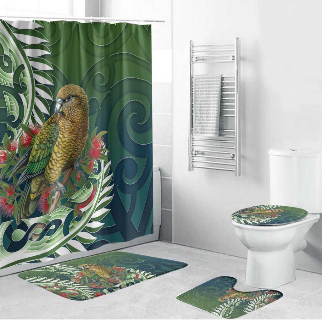 New Zealand Kea Bird Bathroom Set With Maori Koru Fern - Aussie Hoodie