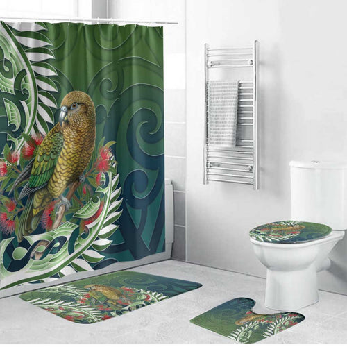 New Zealand Kea Bird Bathroom Set With Maori Koru Fern - Aussie Hoodie
