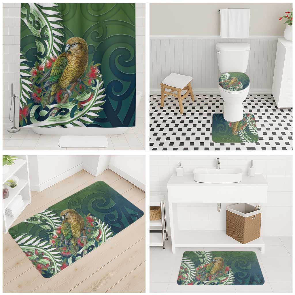 New Zealand Kea Bird Bathroom Set With Maori Koru Fern - Aussie Hoodie
