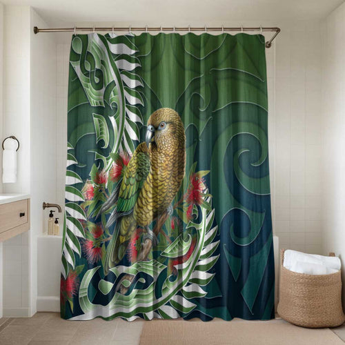 New Zealand Kea Bird Bathroom Set With Maori Koru Fern - Aussie Hoodie