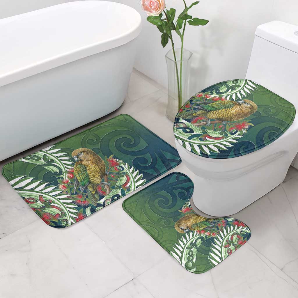 New Zealand Kea Bird Bathroom Set With Maori Koru Fern - Aussie Hoodie