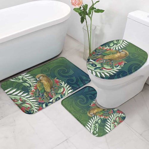 New Zealand Kea Bird Bathroom Set With Maori Koru Fern - Aussie Hoodie