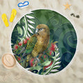 New Zealand Kea Bird Beach Blanket With Maori Koru Fern - Aussie Hoodie