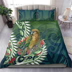 New Zealand Kea Bird Bedding Set With Maori Koru Fern - Aussie Hoodie