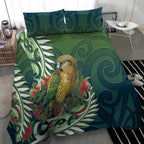New Zealand Kea Bird Bedding Set With Maori Koru Fern - Aussie Hoodie