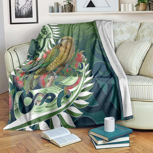 New Zealand Kea Bird Blanket With Maori Koru Fern - Aussie Hoodie
