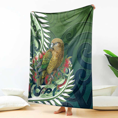 New Zealand Kea Bird Blanket With Maori Koru Fern - Aussie Hoodie