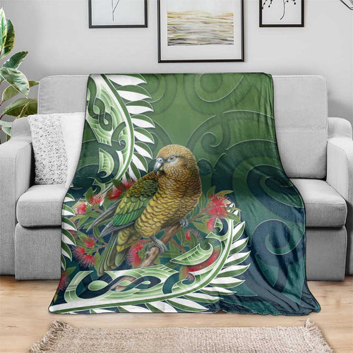 New Zealand Kea Bird Blanket With Maori Koru Fern - Aussie Hoodie