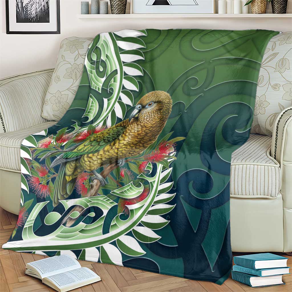 New Zealand Kea Bird Blanket With Maori Koru Fern - Aussie Hoodie