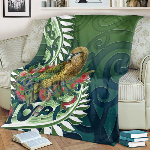New Zealand Kea Bird Blanket With Maori Koru Fern - Aussie Hoodie