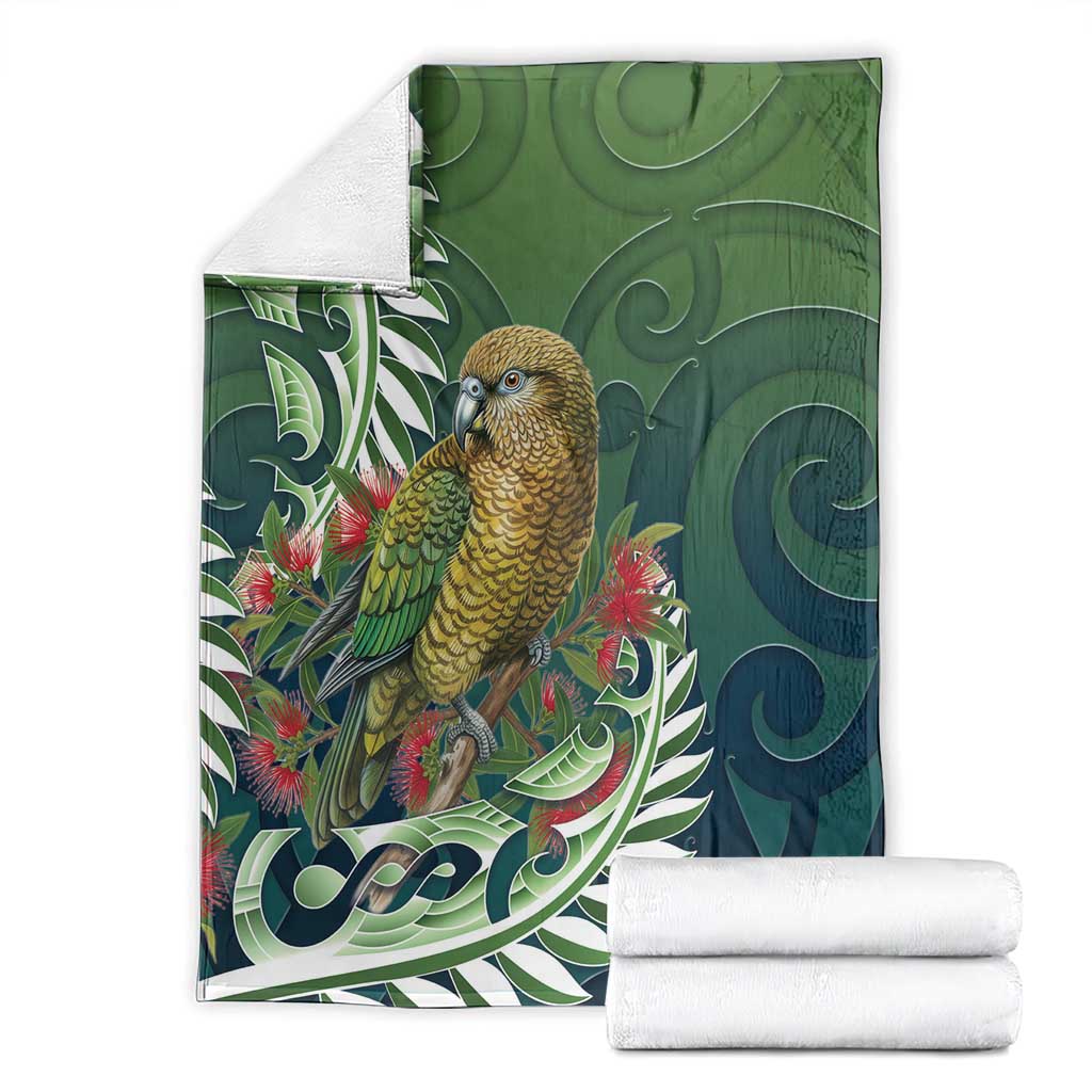 New Zealand Kea Bird Blanket With Maori Koru Fern - Aussie Hoodie