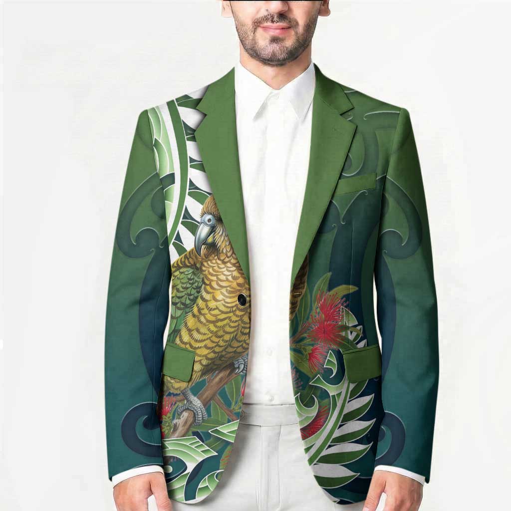 New Zealand Kea Bird Blazer With Maori Koru Fern - Aussie Hoodie